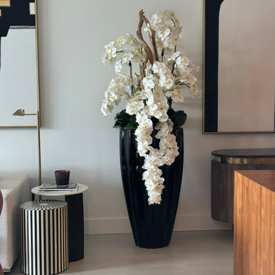 San Jose Schwarz – Gelbe Orchideen Arrangement